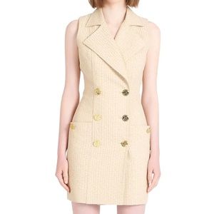 NEW Beige Monogram Jacquard Blazer Vest Dress XS